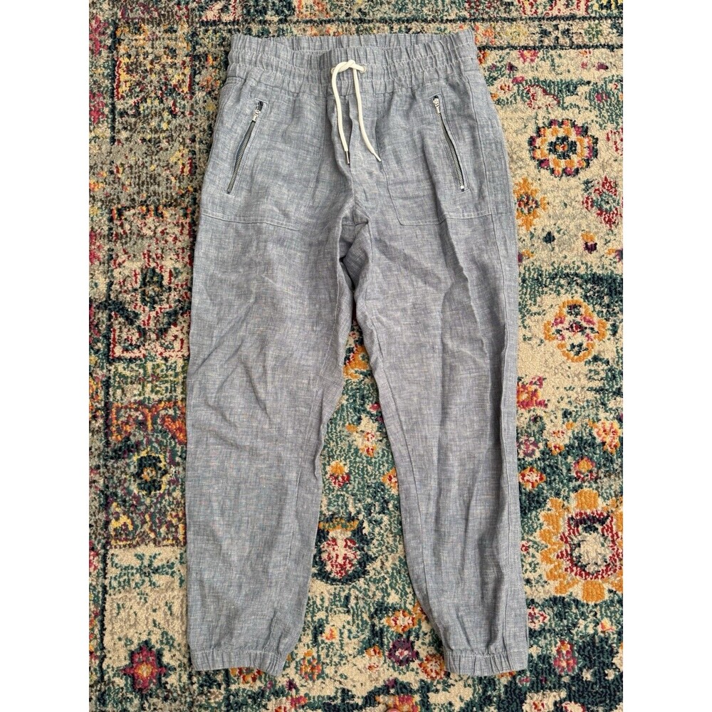 Athleta Blue‎ Cabo Linen Jogger Pant Women's Size 6 Beach Casual Athleisure